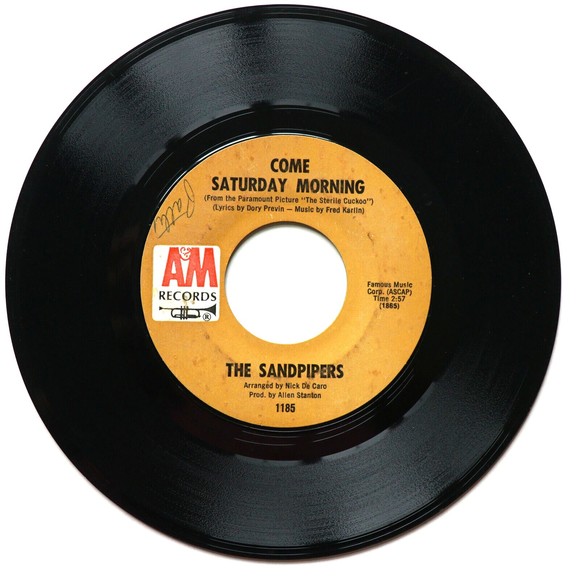 The Sandpipers - Come Saturday Morning / To Put Up With You 45 Vinyl 7" Single - Picture 2 of 7